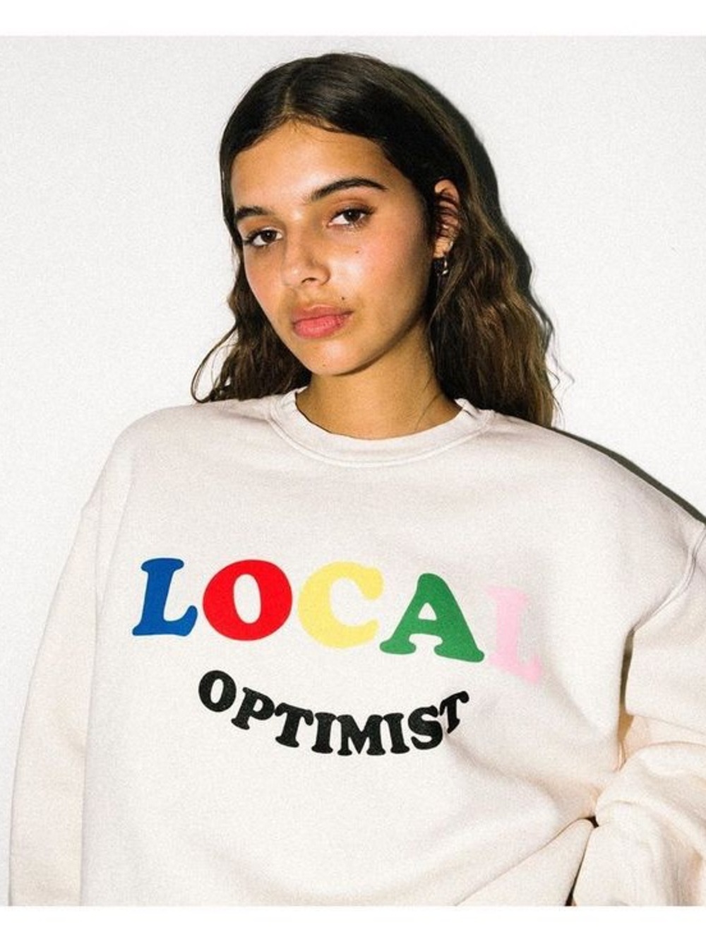 MADHAPPY cream local optimist crewneck
